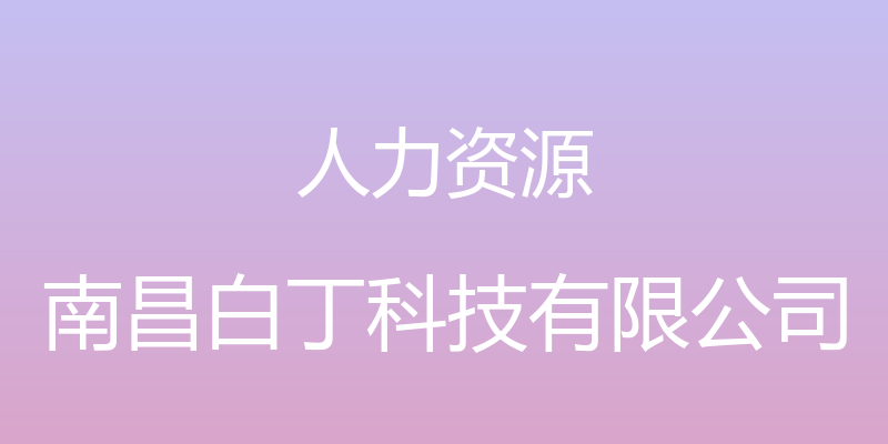 人力资源 - 南昌白丁科技有限公司