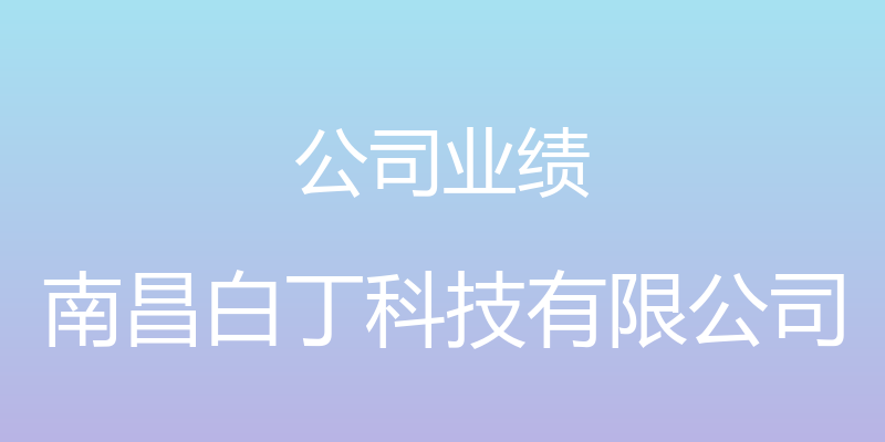 公司业绩 - 南昌白丁科技有限公司